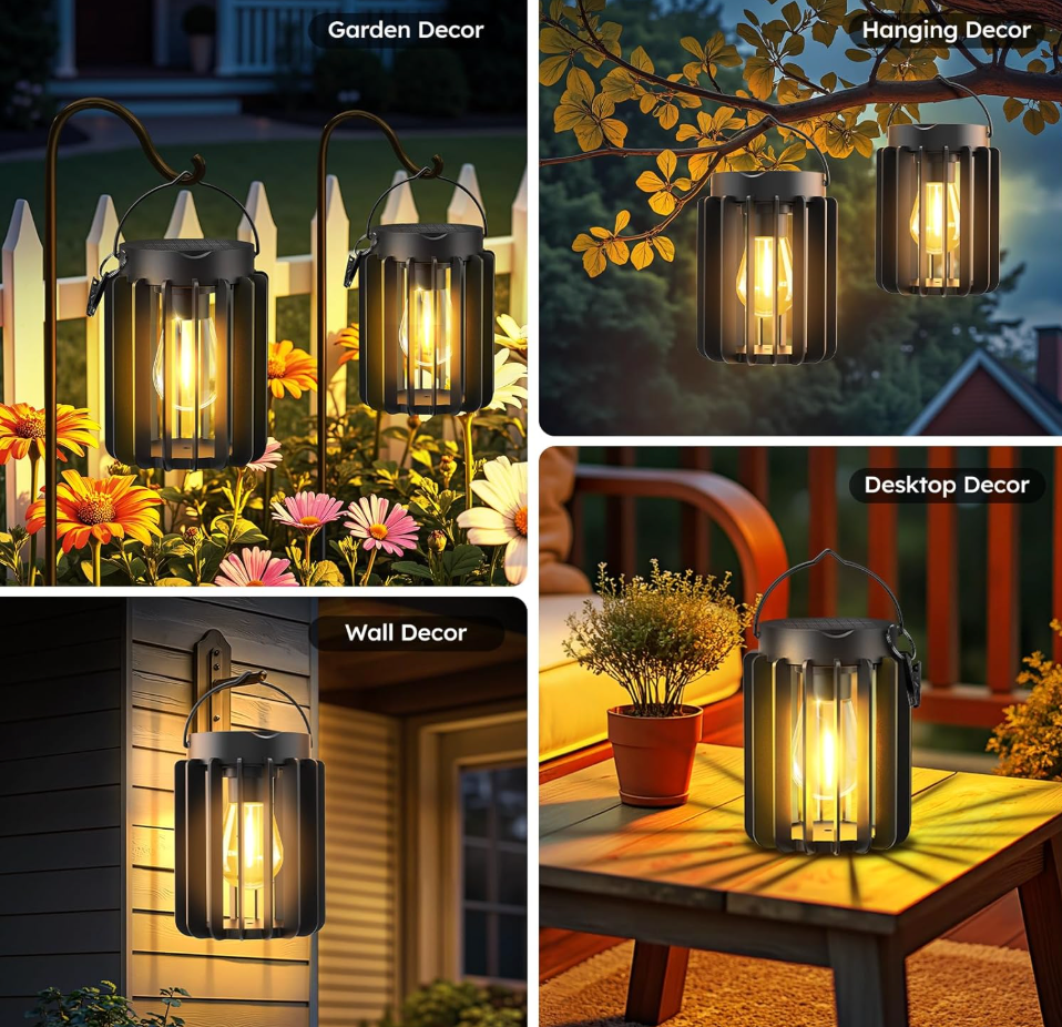 LED Solar Iron Basket Tungsten Lamp