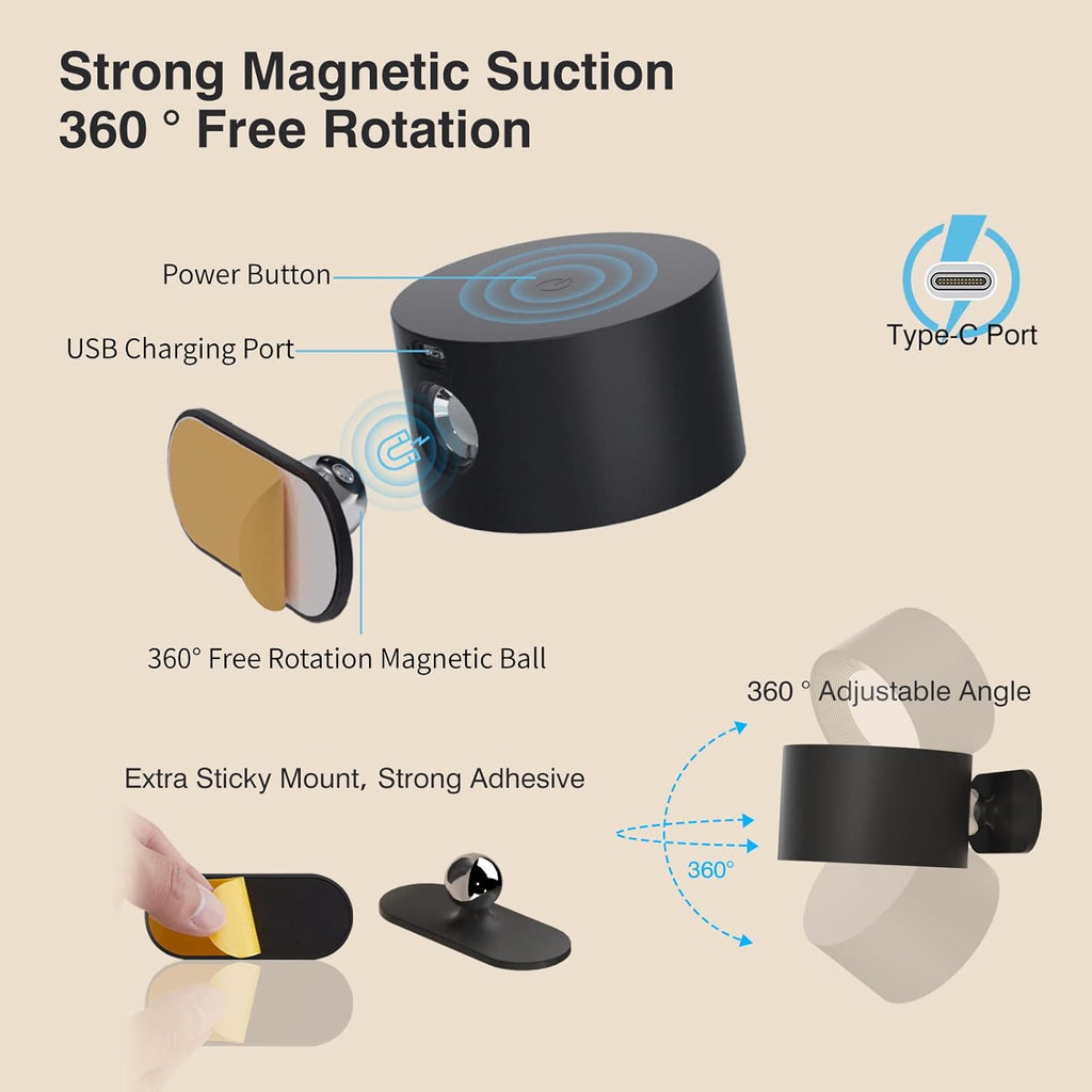 Wall Mounted Rechargeable Magnetic Lamp with Scones