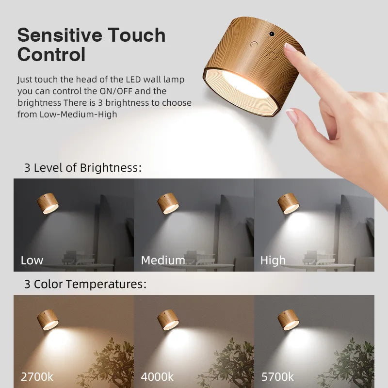 Wall Mounted Rechargeable Magnetic Lamp with Scones