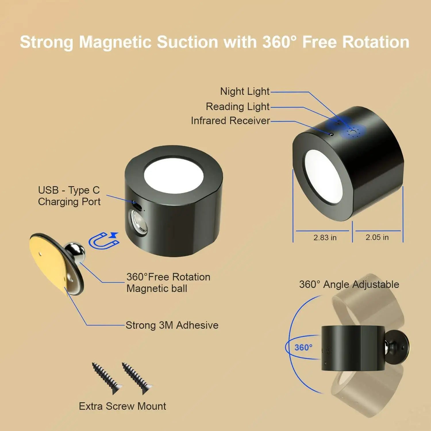 Wall Mounted Rechargeable Magnetic Lamp with Scones
